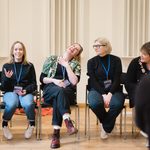 Five teachers sat in a row taking part in a Drama Teacher conference 2023