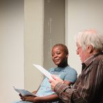 Two actors reading for a rehearsed reading during New Views Festival 2023