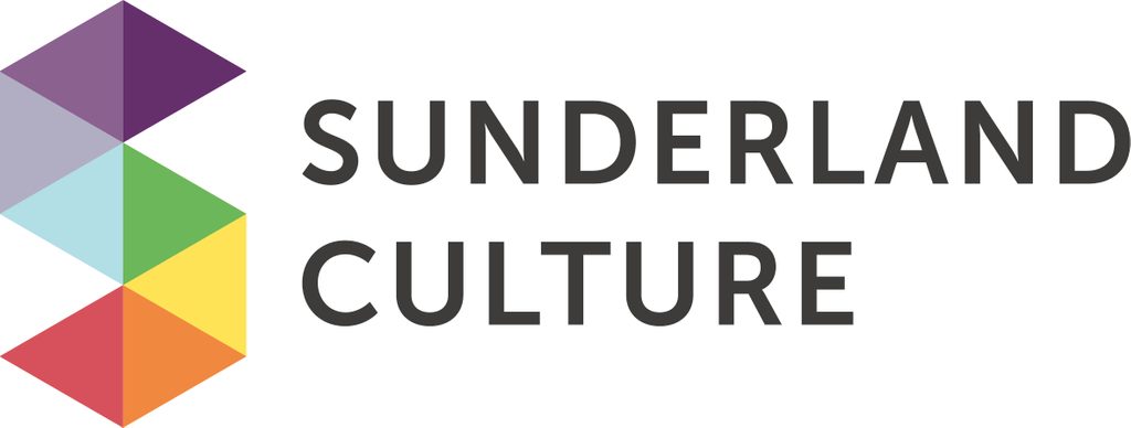 The logo for Sunderland Culture featuring the words with a S beside it made up of multicoloured triangles