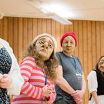 A group of teacher wearing masks during a mask workshop, Drama Teacher Conference 2023